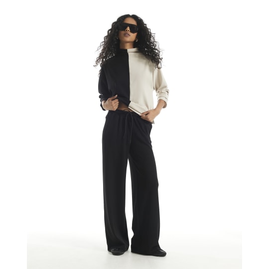 River Island Black Premium Wide Leg Trousers