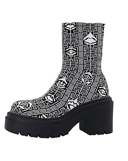 360 degree animation of product Black print ankle sock boots frame-2
