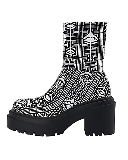 360 degree animation of product Black print ankle sock boots frame-3