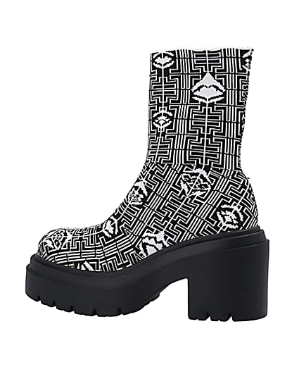 360 degree animation of product Black print ankle sock boots frame-4