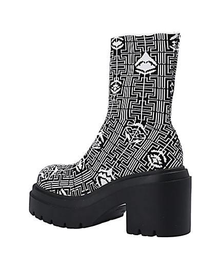 360 degree animation of product Black print ankle sock boots frame-5
