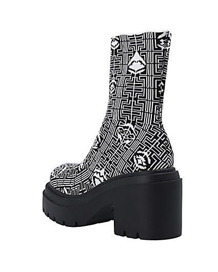 360 degree animation of product Black print ankle sock boots frame-6