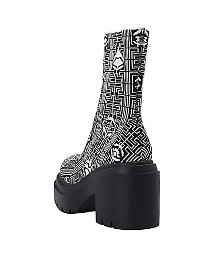360 degree animation of product Black print ankle sock boots frame-7