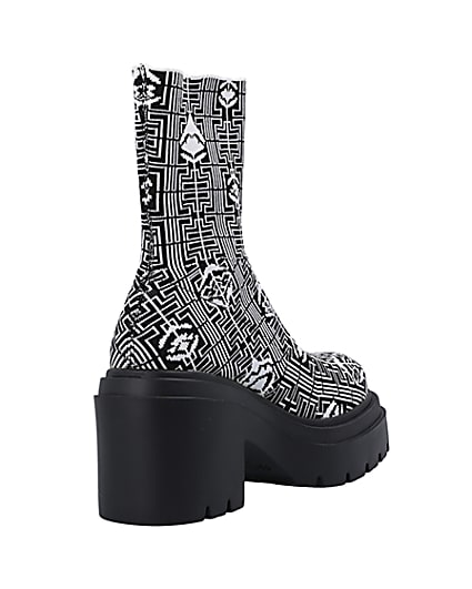 360 degree animation of product Black print ankle sock boots frame-11