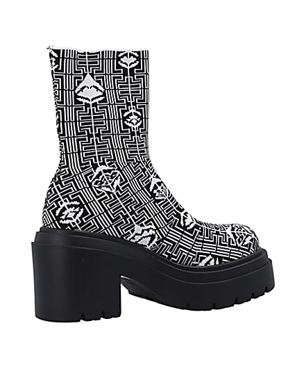 360 degree animation of product Black print ankle sock boots frame-13