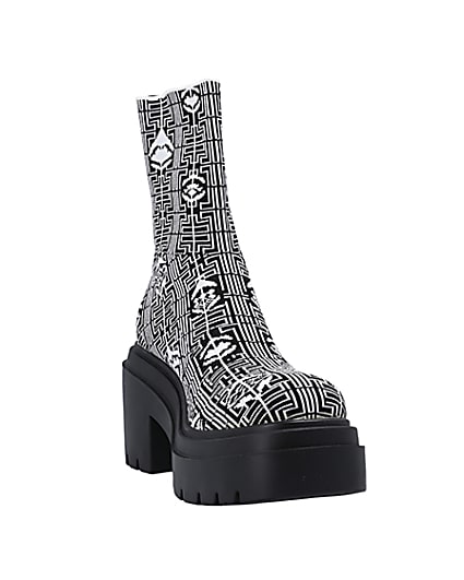 360 degree animation of product Black print ankle sock boots frame-19