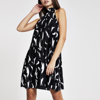 river island black halter neck dress