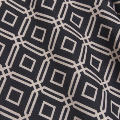 Black print wide leg trousers