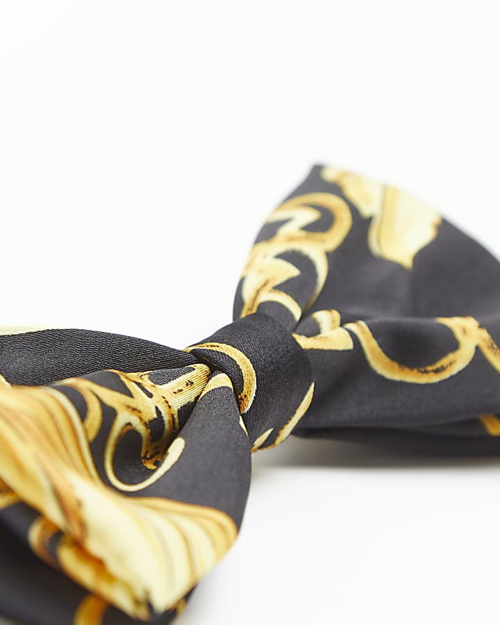 Black printed bow tie