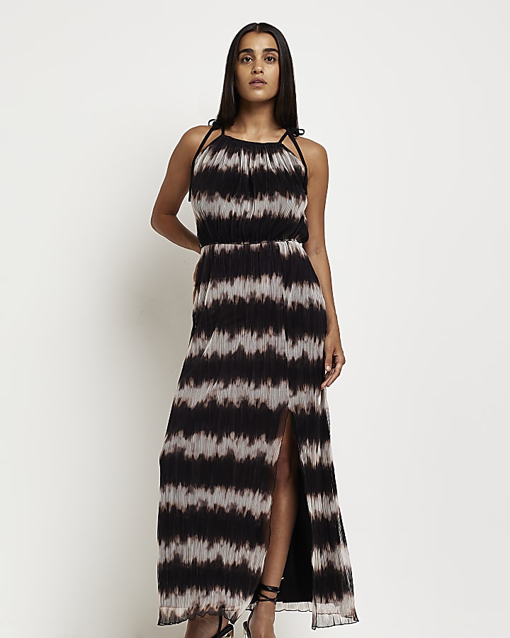 Black printed cami maxi dress