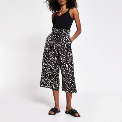 river island black spot wide leg jumpsuit