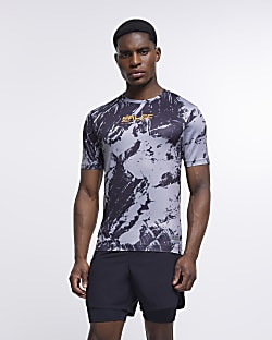 Black prolific muscle fit printed t-shirt