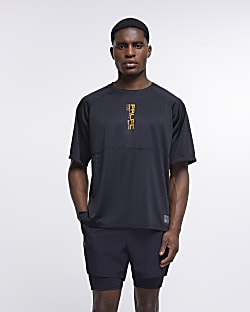 Black prolific sport regular fit mesh t-shirt