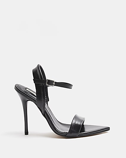 Black PU heeled sandals