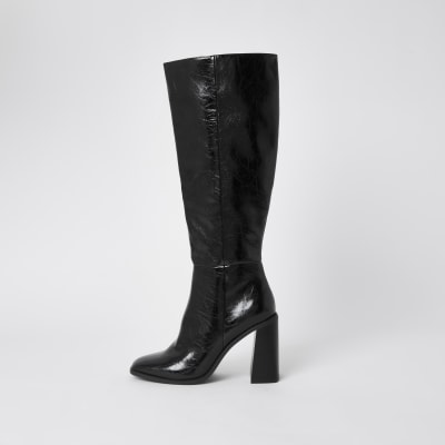 block heeled long boots