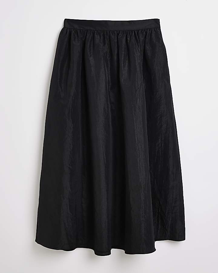 Black puff midi skirt