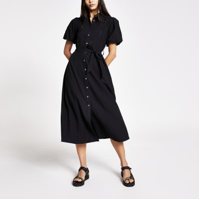 black midi shirt dress uk