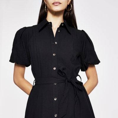 river island black shirt dress