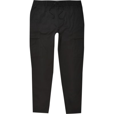 river island tapered cargo trousers in black