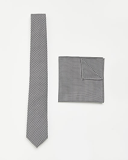 Black puppytooth Tie and Pocket square Set