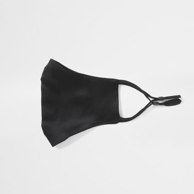 Black pure silk face covering