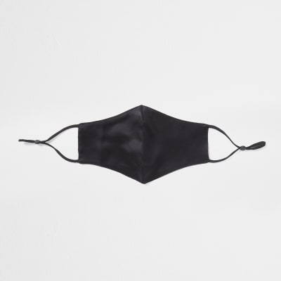 Black pure silk face covering