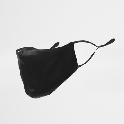 Black pure silk face covering