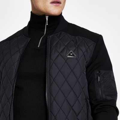 Black quilted bomber jacket