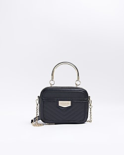 Black quilted box bag
