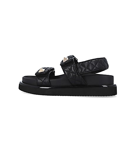 360 degree animation of product Black quilted chunky sandals frame-4