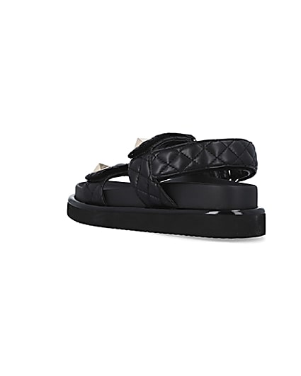 360 degree animation of product Black quilted chunky sandals frame-6