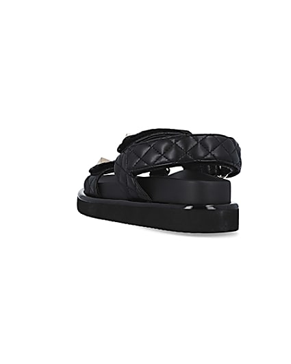 360 degree animation of product Black quilted chunky sandals frame-7