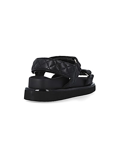 360 degree animation of product Black quilted chunky sandals frame-11