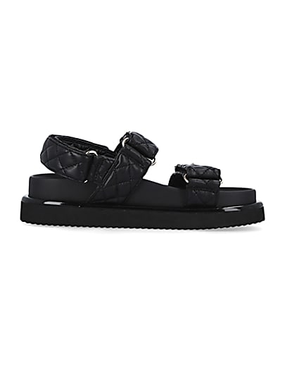 360 degree animation of product Black quilted chunky sandals frame-15