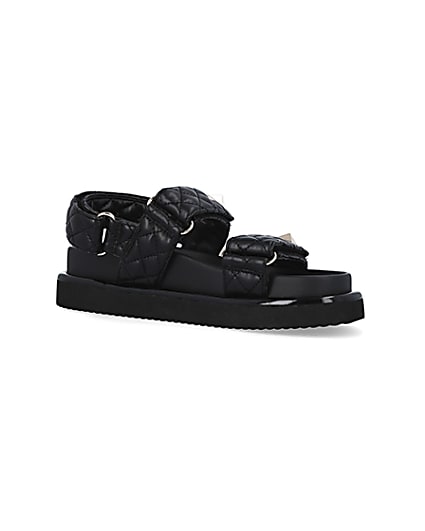 360 degree animation of product Black quilted chunky sandals frame-17