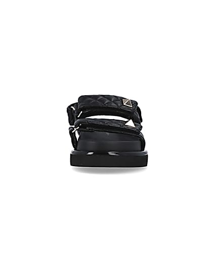 360 degree animation of product Black quilted chunky sandals frame-21