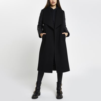 river island black matte padded coat