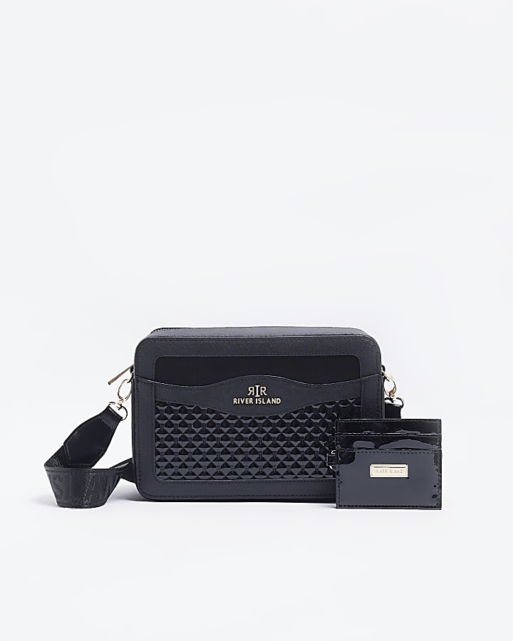 Black quilted cross body bag | River