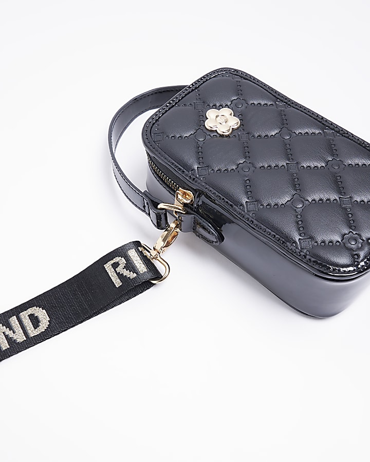 Black quilted cross body festival bag