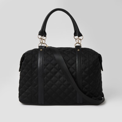 Black quilted cross body weekend bag