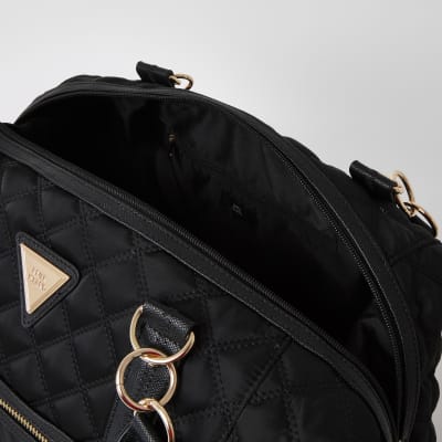 Black quilted cross body weekend bag