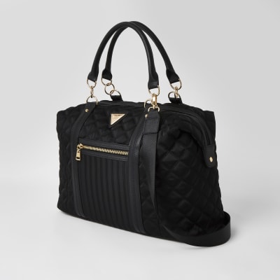 Black quilted cross body weekend bag
