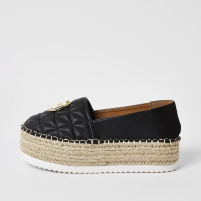 river island black flatforms