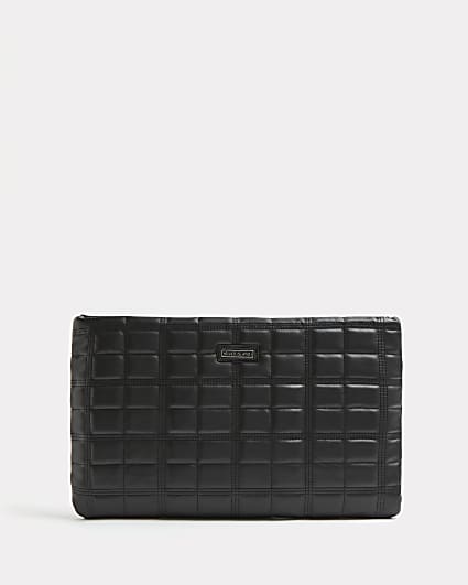 Black quilted extra large clutch bag
