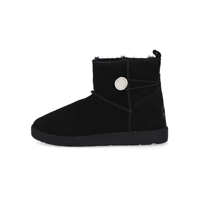 river island black suede faux fur lined boots