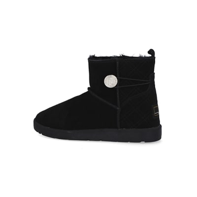 river island black suede faux fur lined boots