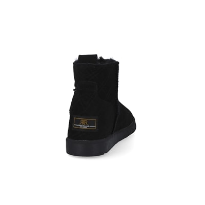river island black suede faux fur lined boots