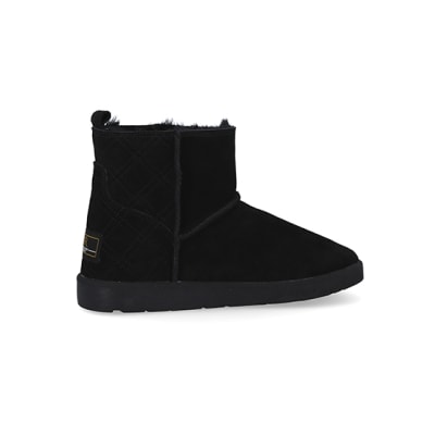 river island black suede faux fur lined boots