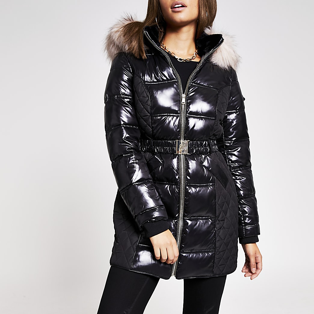 river island patent coat