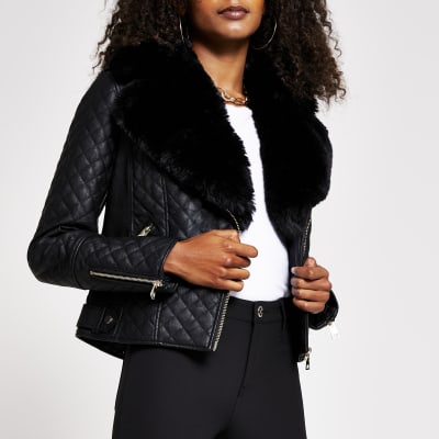 faux fur biker jacket